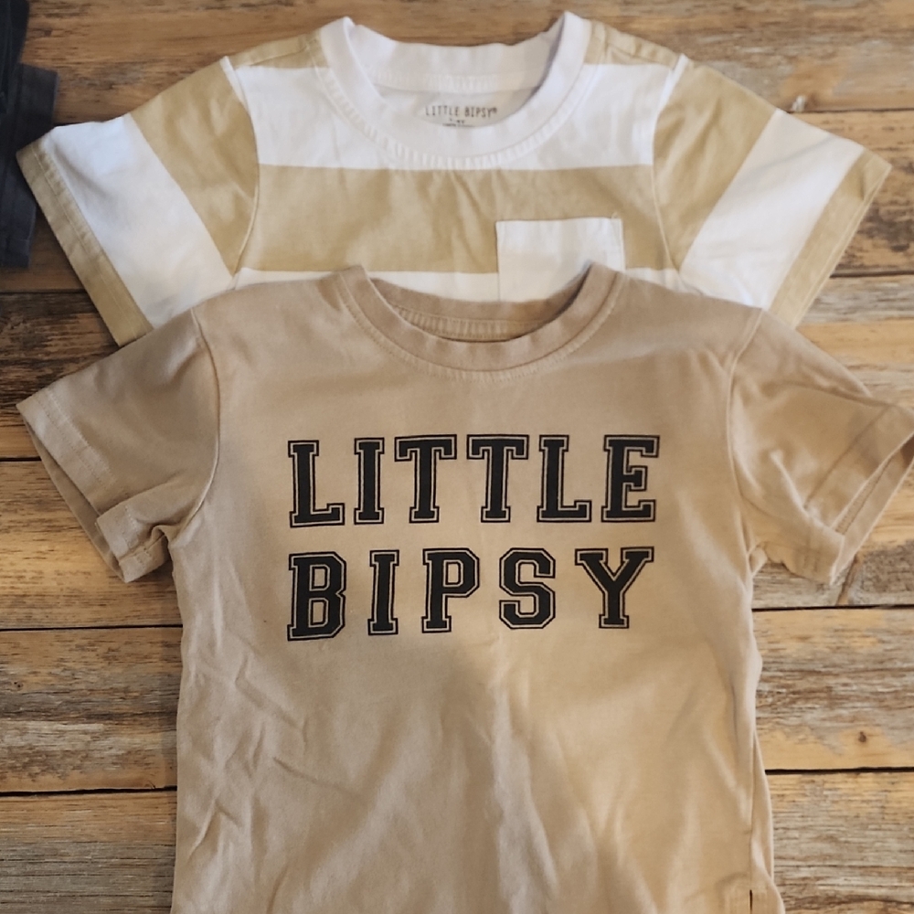 Little Bipsy Tan and White Kids Tees